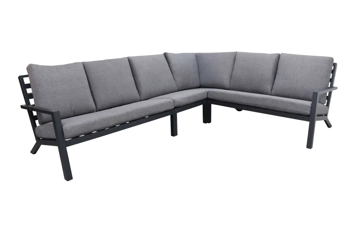 Hoek Loungebank Bezano | 4-delig | Matt Black/Grey | Aluminium