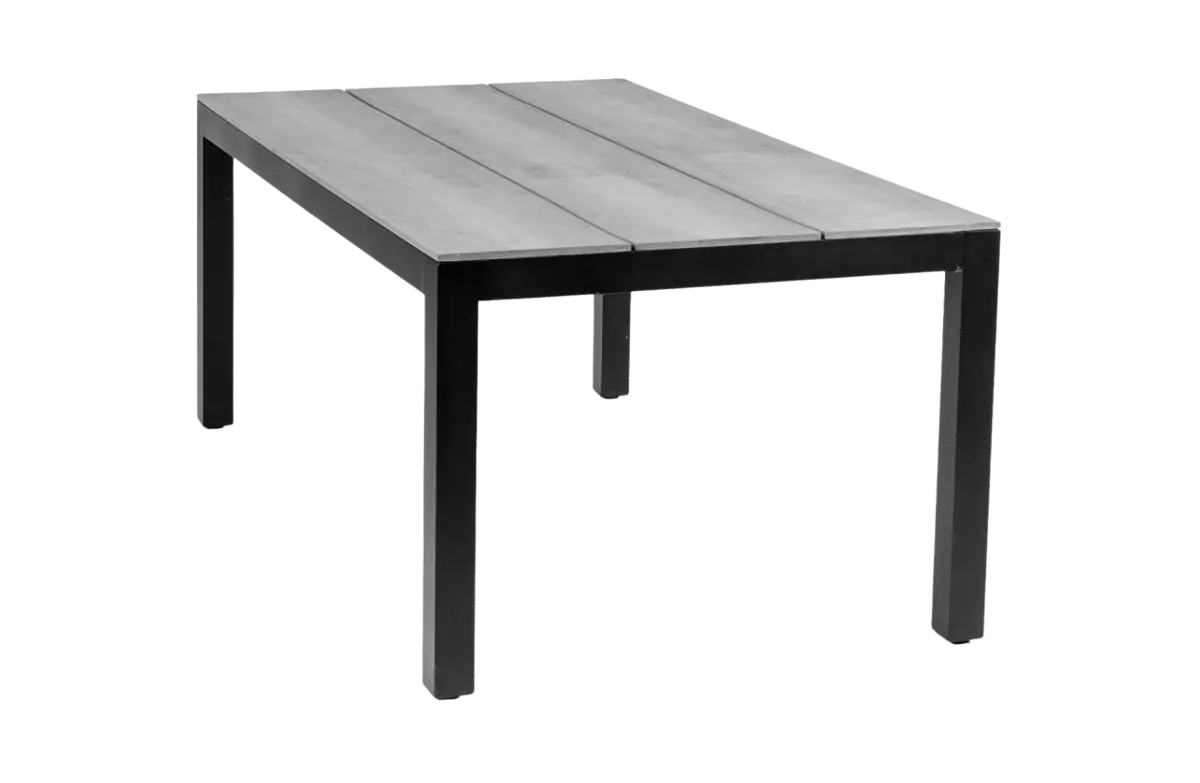 Rechthoekige tuintafel cyprus grey black polywood aluminium PNG