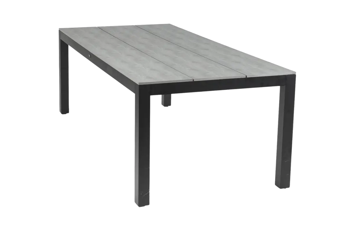 Rechthoekige tuintafel cyrpus grey black polywood aluminium PNG