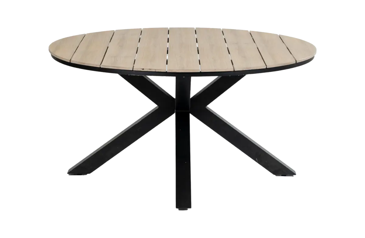 Ronde tuintafel cyprus wood black polywood aluminium PNG