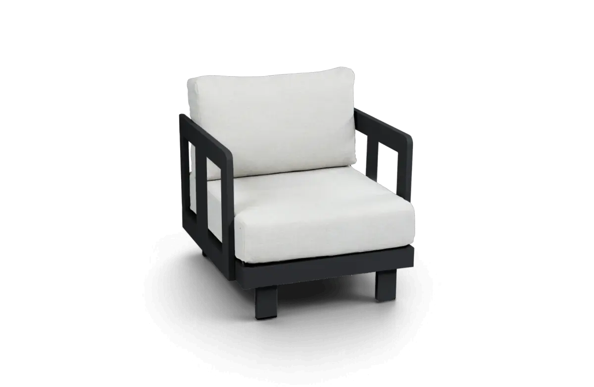Loungestoel Tulum Beige black Alumuninium PNG