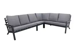 Hoek Loungebank Bezano | 4-delig | Matt Black/Grey | Aluminium