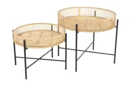 Bijzettafels Aiko | Naturel | Bamboe & Metaal | Lesli Living 