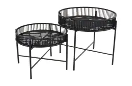 Bijzettafels Aiko | Black | Bamboe & Metaal | Lesli Living 