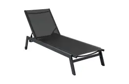 Ligbed Bonaire | Black | Aluminium & Textileen | Stapelbaar