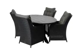 5-delige tuinset | 4 Dublin tuinstoelen (BL) | 180cm ovale Cyprus tuintafel (Grey)