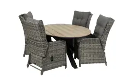5-delige tuinset | 4 Dublin verstelbare stoelen (AG) | 180cm ovale Cyprus tuintafel (Wood)