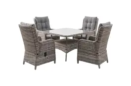 5-delige vierkante tuinset | 4 Dublin verstelbare stoelen (AG) | 115x115cm tuintafel