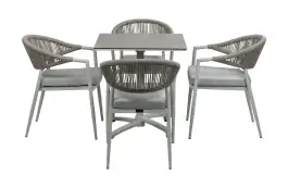 5-Delige tuinset | 4 Tuinstoelen Brugge (Sand) | Inklapbare tuintafel Gent 70x70cm  (Sand)