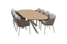 9-delige tuinset | 8 Alezio tuinstoelen (Latte) | Tuintafel Cadiz 280x115cm