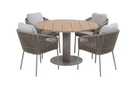 5-delige ronde tuinset | 4 Alezio tuinstoelen | Tuintafel Tower ø120cm