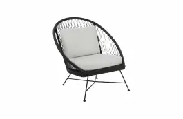 Loungestoel Batea | Black & Sand | Wicker & Aluminium|  Eurofar