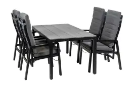 5-Delige tuinset | 4 Berlijn tuinstoelen (Black) | Tuintafel Cyprus 160x90cm (Grey)