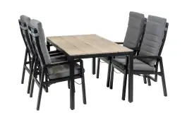 5-Delige tuinset | 4 Berlijn tuinstoelen (Black) | Tuintafel Cyprus 160x90cm (Wood)