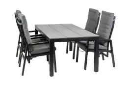 5-Delige tuinset | 4 Berlijn tuinstoelen (Black) | Tuintafel Cyprus 180x100cm (Grey)