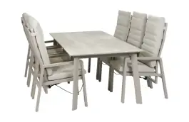 7-delige tuinset | 6 verstelbare Berlijn tuinstoelen (Champagne) | Tuintafel Malta 220x100cm