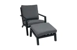 Bezano Loungestoel | Grey + Voetenbank Bezano | Grey