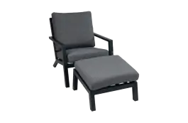 Bezano Loungestoel | Grey + Voetenbank Bezano | Grey