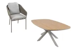 7-delige tuinset | 6 Brindsi tuinstoelen (Latte & Camel) | Tuintafel Cadiz 240x115cm (Camel)