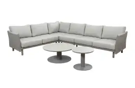 6-Delige Loungeset Cavallino | Beige & Camel | Incl. 2 loungetafels Barletta