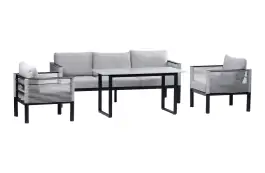 Stoel-Bank Lounge Dining Set Cuba | 3-zitsbank | Black