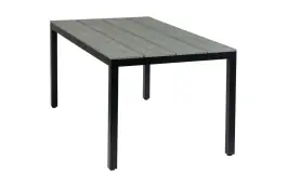 5-delige tuinset | 4 Delia stapelbare tuinstoelen (Black) | 160cm Cyprus tuintafel (Grey)