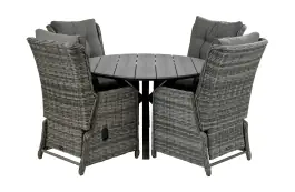 5-delige ronde tuinset | 4 Dublin verstelbare stoelen (AG) | ⌀120cm Cyprus tuintafel (Grey)
