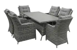 7-delige tuinset | 6 Dublin tuinstoelen (AG) | 180cm tuintafel (Keramiek)