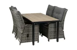 5-delige tuinset | 4 Dublin verstelbare stoelen (AG) | 160 of 180cm Cyprus tuintafel (Wood)
