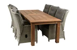 7-delige tuinset | 6 Dublin verstelbare stoelen (MG) | 240cm Ayra tuintafel (Teak)
