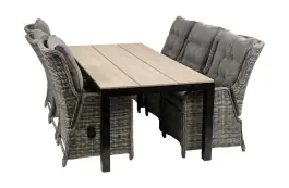 7-delige tuinset | 6 Dublin verstelbare stoelen (AG) | 225cm Cyprus tuintafel (Wood)