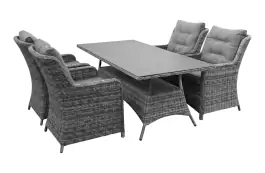 5-delige tuinset | 4 Dublin tuinstoelen (AG) | 160cm tuintafel (Keramiek)