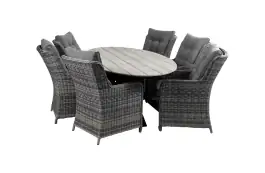 7-delige tuinset | 6 Dublin tuinstoelen (AG) | 220cm ovale Cyprus tuintafel (Grey)