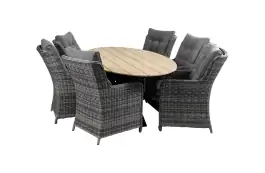 7-delige tuinset | 6 Dublin tuinstoelen (AG) | 220cm ovale Cyprus tuintafel (Wood)
