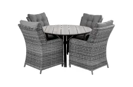 5-delige ronde tuinset | 4 Dublin tuinstoelen (AG) | ⌀120cm Cyprus tuintafel (Grey)