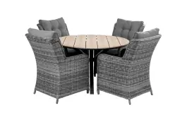 5-delige ronde tuinset | 4 Dublin tuinstoelen (AG) | ⌀120cm Cyprus tuintafel (Wood)