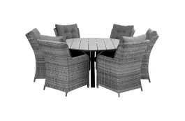 7-delige ronde tuinset | 6 Dublin tuinstoelen (AG) | ⌀150cm Cyprus tuintafel (Grey)