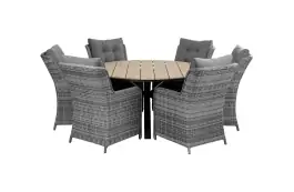 7-delige ronde tuinset | 6 Dublin tuinstoelen (AG) | ⌀150cm Cyprus tuintafel (Wood)