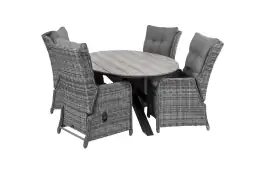 5-delige tuinset | 4 Dublin verstelbare stoelen (AG) | 180cm ovale Cyprus tuintafel (Grey)