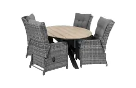 5-delige tuinset | 4 Dublin verstelbare stoelen (AG) | 180cm ovale Cyprus tuintafel (Wood)