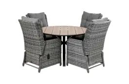 5-delige ronde tuinset | 4 Dublin verstelbare stoelen (AG) | ⌀120cm Cyprus tuintafel (Wood)