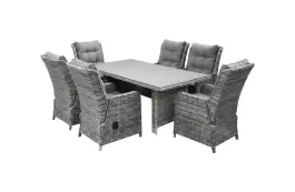 7-delige tuinset | 6 Dublin verstelbare stoelen (AG) | 230cm tuintafel