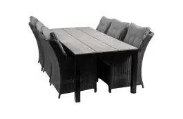 7-delige tuinset | 6 Dublin verstelbare stoelen (BL) | 225cm Cyprus tuintafel (Grey)
