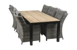 7-delige tuinset | 6 Dublin tuinstoelen (AG) | 225 cm Cyprus tuintafel (Wood)