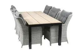 7-delige tuinset | 6 Dublin tuinstoelen (MG) | 225cm Cyprus tuintafel (Wood)
