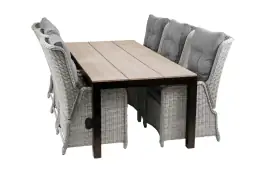7-delige tuinset | 6 Dublin verstelbare tuinstoelen (MG) | 225cm Cyprus tuintafel (Wood)