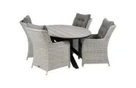 5-delige tuinset | 4 Dublin tuinstoelen (MG) | 180cm ovale Cyprus tuintafel (Grey)
