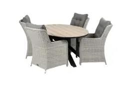 5-delige tuinset | 4 Dublin tuinstoelen (MG) | 180cm ovale Cyprus tuintafel (Wood)