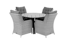 5-delige ronde tuinset | 4 Dublin tuinstoelen (MG) | ⌀120cm Cyprus tuintafel (Grey)
