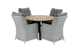5-delige ronde tuinset | 4 Dublin tuinstoelen (MG) | ⌀120cm Cyprus tuintafel (Wood)